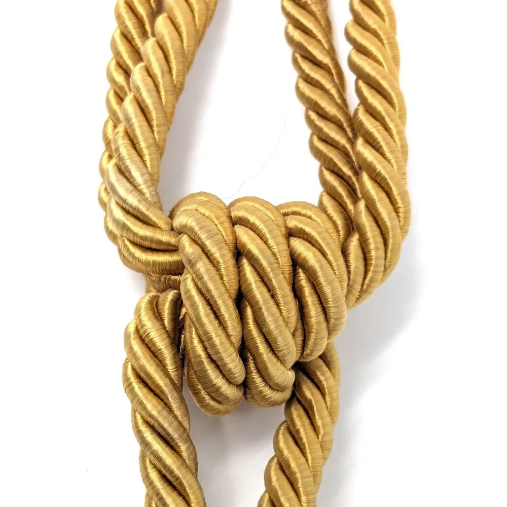 Vintage Curtain Tieback Gold Carved Wood Silk Tassel Regency Luxury Large 31